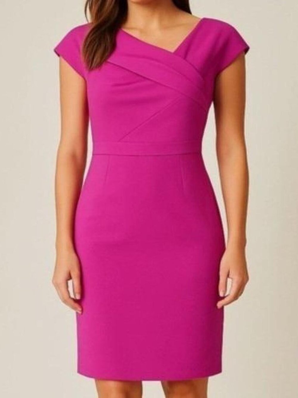 J Crew Pink Origami Asymmetrical Neckline Wool Sheath Dress Sz 2
